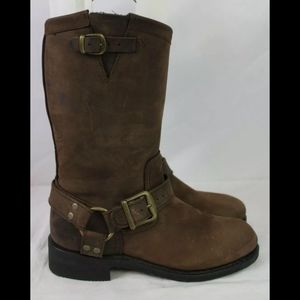 HARLEY DAVIDSON BROWN LEATHER WOMENS HARNESS BOOTS SIZE 6.5 STYLE 85135